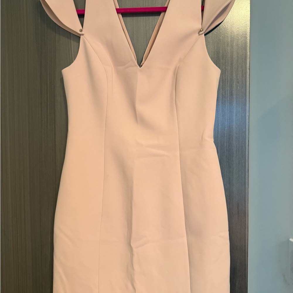BCBGMaxAzria Blush Pink V-Neck Midi Dress